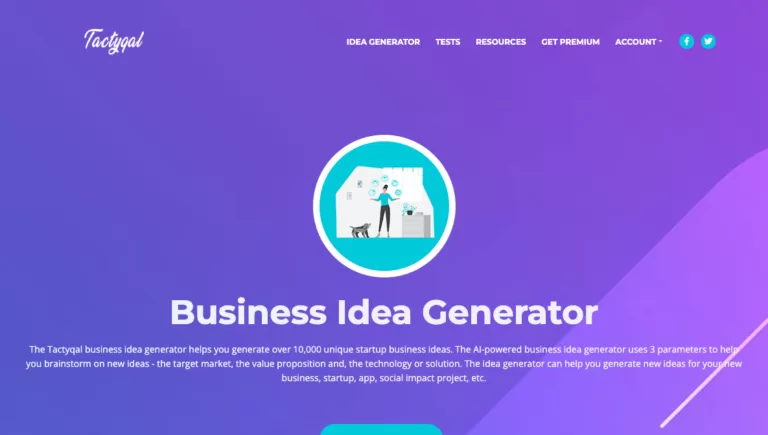 Business Ideas Generator - The Tactyqal business idea generator can generate unlimited startup business ideas for free. The tool is for people who are thinking about starting a business and want to generate ideas for a new business or startup.