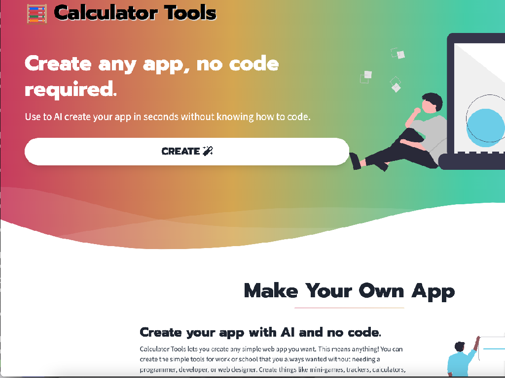 Calculator Tools - Calculator Tools lets anyone create apps instantly with no code using AI. Create a calculator