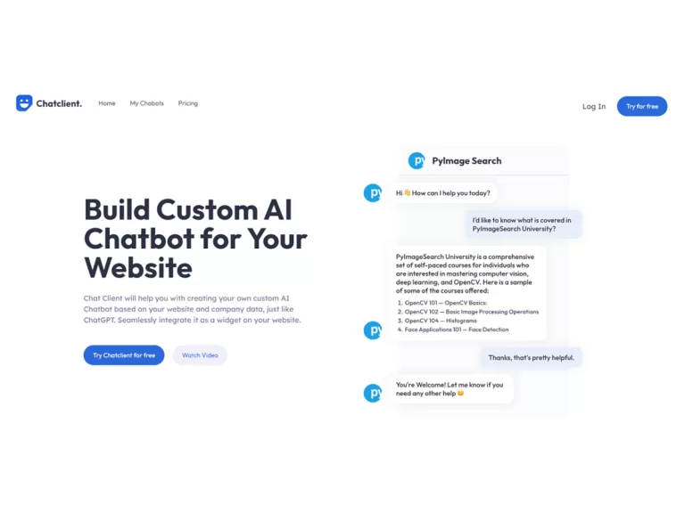 ChatClient AI - ChatClient will help you create a custom AI Chatbot for your website