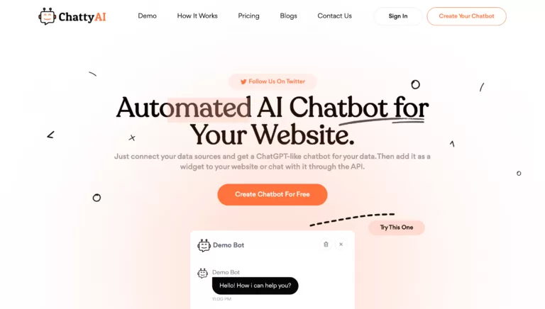 ChattyAi - AI-Powered Automated Chatbot for Your Website.