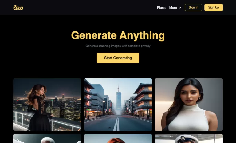 Liro - Liro.ai is a online AI Image Generator that helps you effortlessly generate anything you can imagine in just one click. It offers features such as 100% privacy