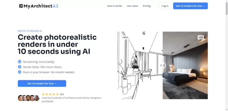 MyArchitectAI - Create photorealistic interior or architectural design renders in under 10 seconds using AI