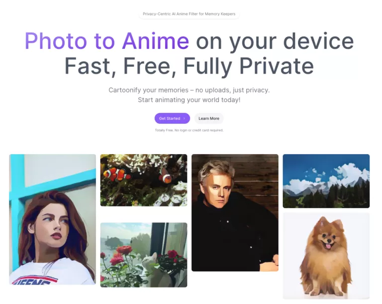 Photo-to-Anime.com - Photo to Anime helps you to transform your photos to anime style without uploading outside your device