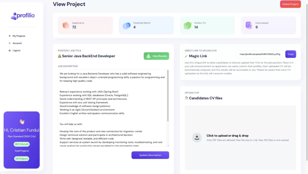 Profilio - Profilio streamlines recruitment with advanced AI-driven CV analysis
