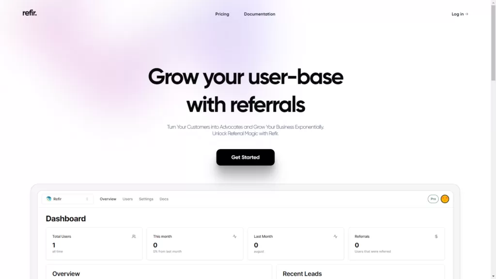 Refir - Refir is your ultimate solution for unlocking the power of referrals and skyrocketing your user growth effortlessly. Designed for startups