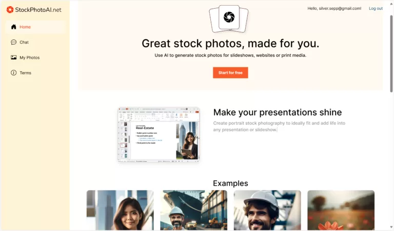StockPhotoAI.net - se AI to generate stock photos for slideshows