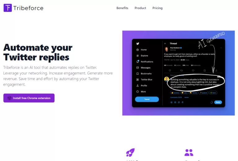 Tribeforce - Tribeforce is an AI tool that automates replies on Twitter