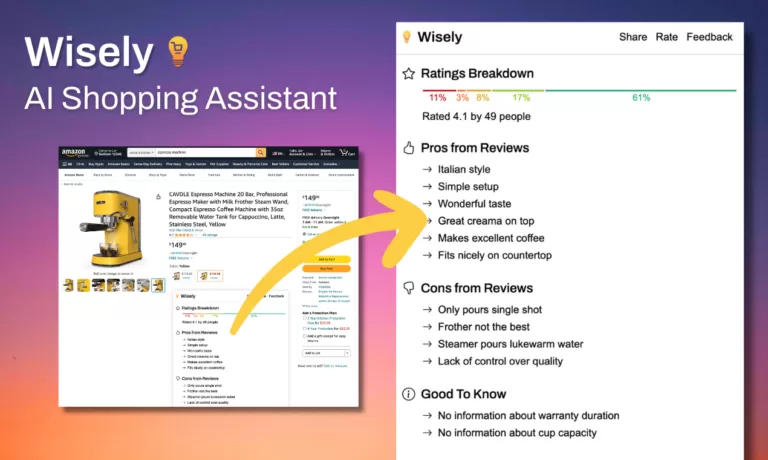 Wisely - Our AI assistant analyzes any Amazon product page you visit