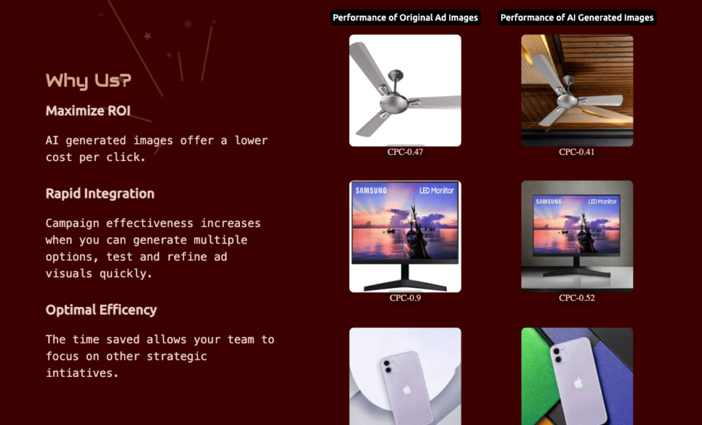 AdGPT Our AI platform revamps your ads by adjusting background images, making your products pop like never before.
