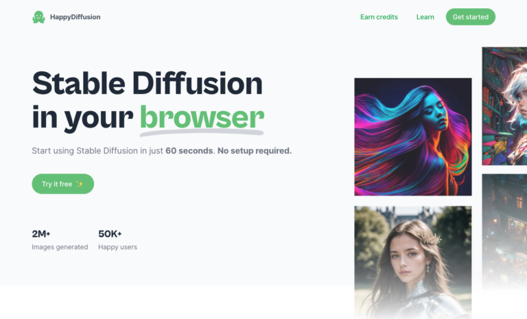 HappyDiffusion is the fastest and easiest way to access Stable Diffusion Automatic1111 WebUI on your mobile and PC. It allows users to start using Stable Diffusion in just 60 seconds without any setup required. The software offers features such as 100% privacy, incredibly fast image generation using dedicated GPUs, 50+ image models, and the ability to load unlimited custom image models. HappyDiffusion offers hourly pricing plans and is compatible with mobile browsers as well. Key Features: • 100% Private image generation • Incredibly fast image generation using dedicated GPUs • 50+ top ranked image models • Ability to load unlimited custom image models • Hourly pricing plans • Compatibility with mobile browsers