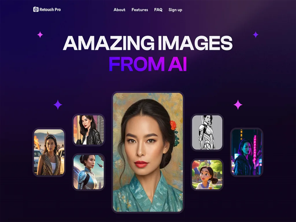 Retouch Pro - Generate AI photos based on uploaded pictures and selfies. Retouch Pro uses the latest AI tech to train your unique AI characters in seconds