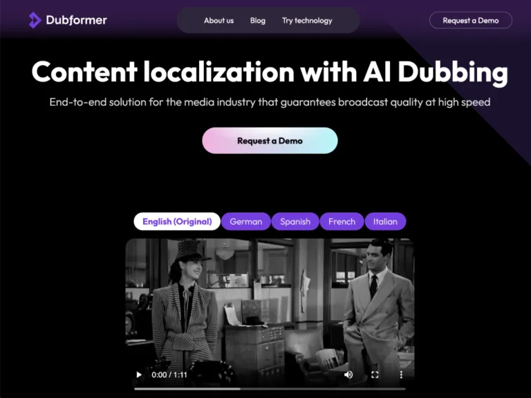 Dubformer - Dubformer is an innovative service that develops expressive AI voices to seamlessly translate videos. This way
