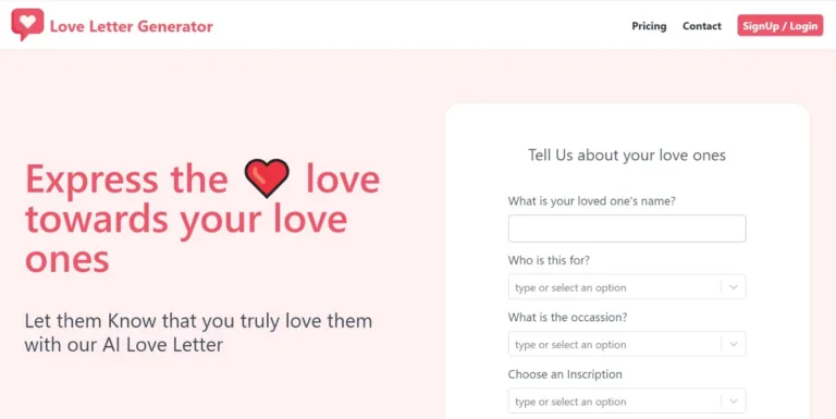Love Letter Generator - Express the love towards your loved ones. Let them know that you truly love them with our AI Love Letter.