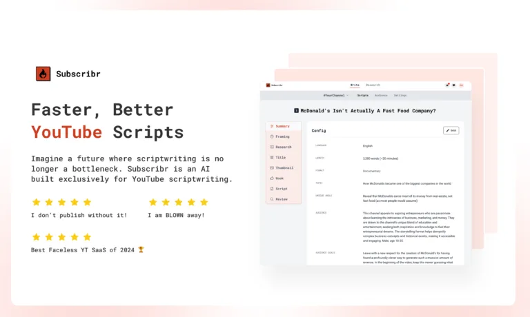 Subscribr - Subscribr is an AI-powered scriptwriting tool built exclusively for YouTube creators. It's designed to help you create high-quality