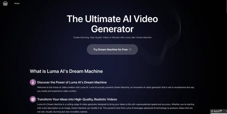 Luma AI Video Generator Free Online by Dream Machine - Generate stunning videos from text or images with LunaAI.Video's advanced AI.