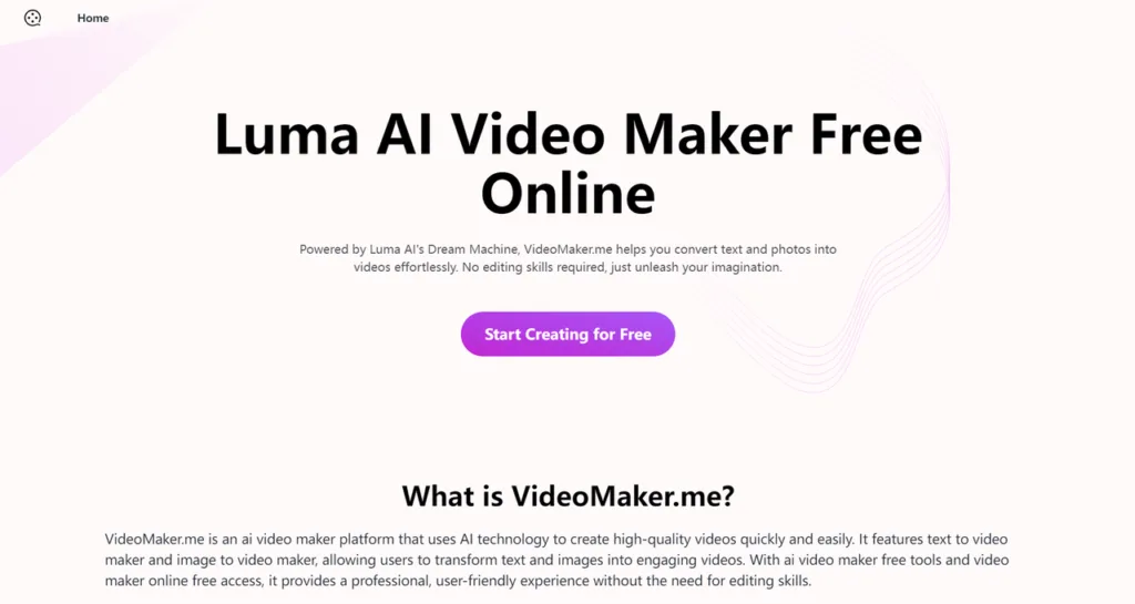 Video Maker Free Online Powered by Luma AI - Introducing VideoMaker.me: Effortless Video Creation with Luma AI's Dream Machine