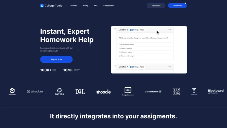 AI Homework Solver by College Tools - Reach academic excellence with our AI homework solver