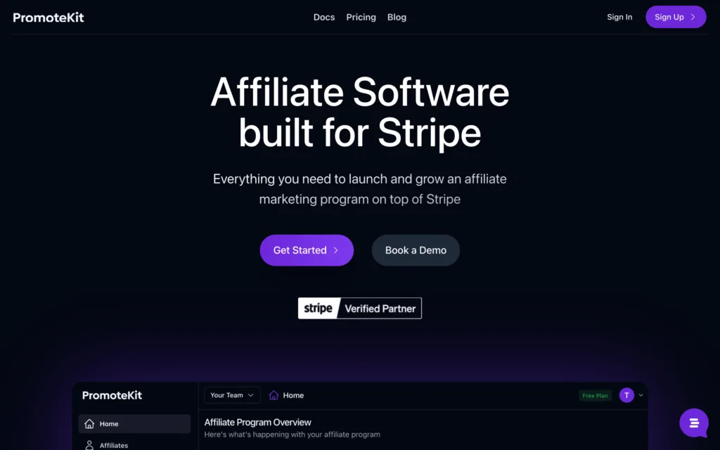 Promotekit - Affiliate Marketing Software for Stripe - PromoteKit is the easiest way to set up an affiliate marketing program for businesses running on Stripe. PromoteKit provides a dashboard to manage your program and a dedicated affiliate portal to onboard your affiliates.
