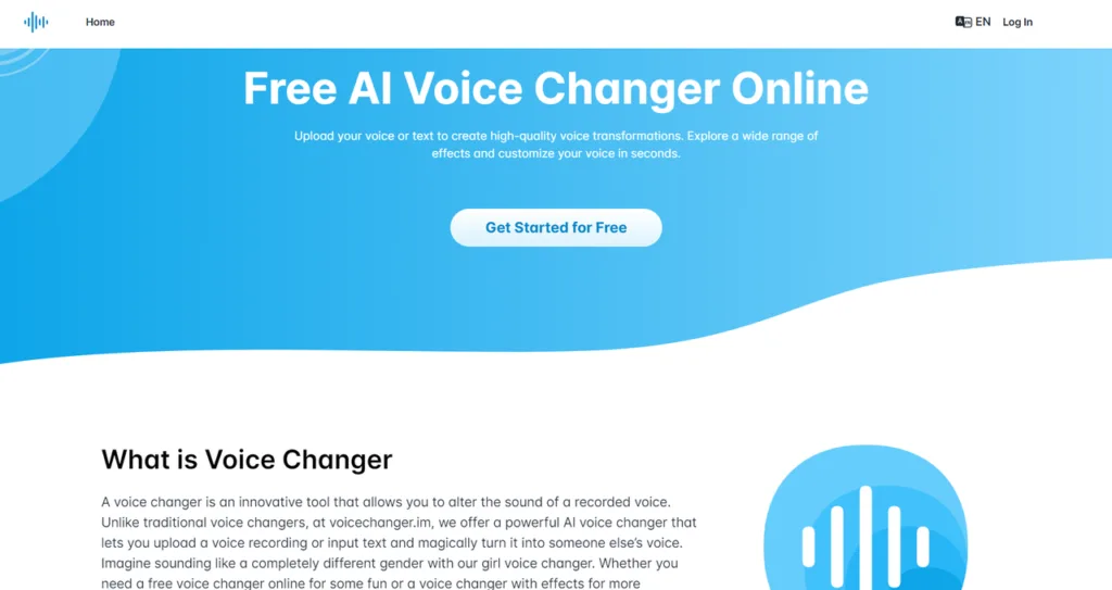 VoiceChanger.im: AI Voice Cloner & Text to Speech Free Online - Clone voices or text to speech with free online AI technology.