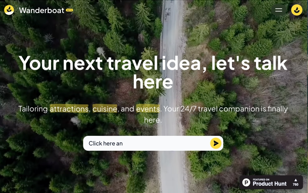 Wanderboat - Wanderboat is a travel + outing AI companion to find and sort the best point of interest with videos