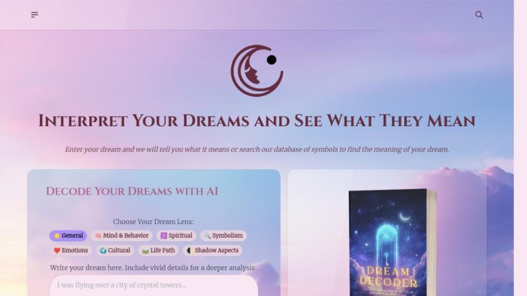 DreamMeaning AI - Personalize your dream interpretation by choosing different lenses and receiving actionable steps Turn your dreams into meaningful actions for personal growth and self-awareness with DreamMeaning AI.
