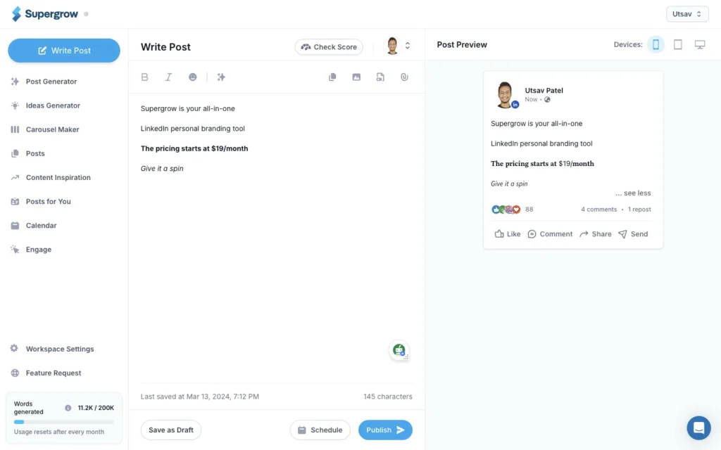 Supergrow - Supergrow is a all in one LinkedIn personal branding tool that helps professionals develop and expand their professional brands. It offers post ideas