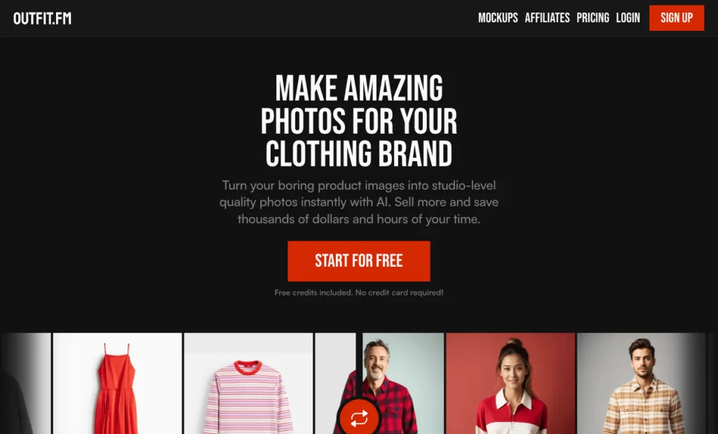 Outfit.fm - Outfit.fm make amazing photos for your clothing brand. Turn your boring product images into studio-level quality photos instantly with AI. Sell more and save thousands of dollars and hours of your time.