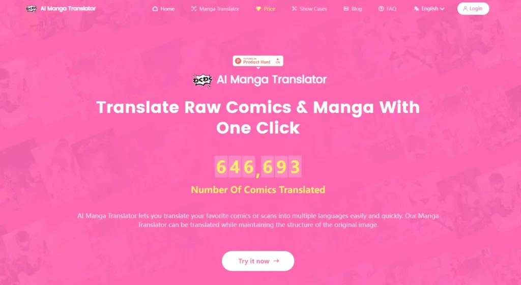 AI Manga Translator - AI Manga Translator lets you translate your favorite comics or scans into multiple languages easily and quickly. Our products can be translated while maintaining the structure of the original image.