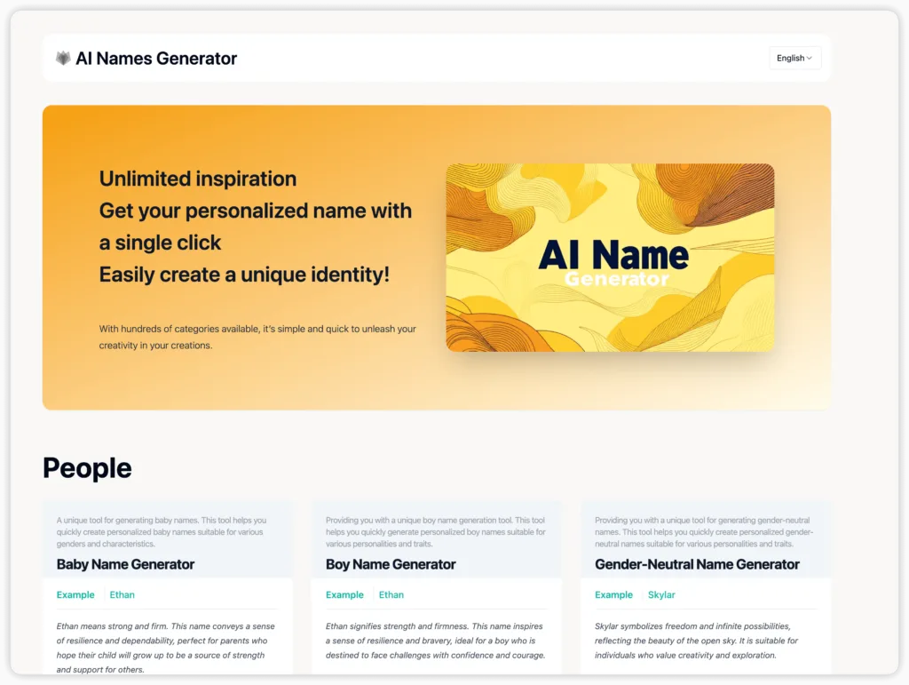 AI Name Generators - AI-generated names inspire creativity with unique meanings
