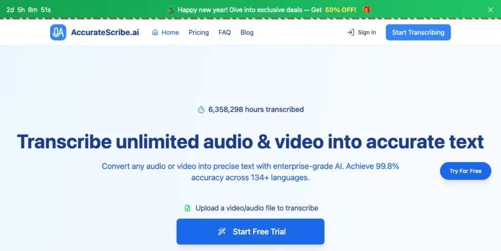 AccurateScribe.ai - Transcribe Audio & Video to Text for Free – Accurate & Fast