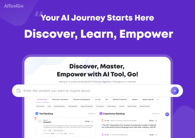 AiToolGo - Your AI-powered one-stop platform for discovering top AI tools and learning resources. Our unique AI Search Assistant personalizes recommendations for all skill levels. From beginners to experts