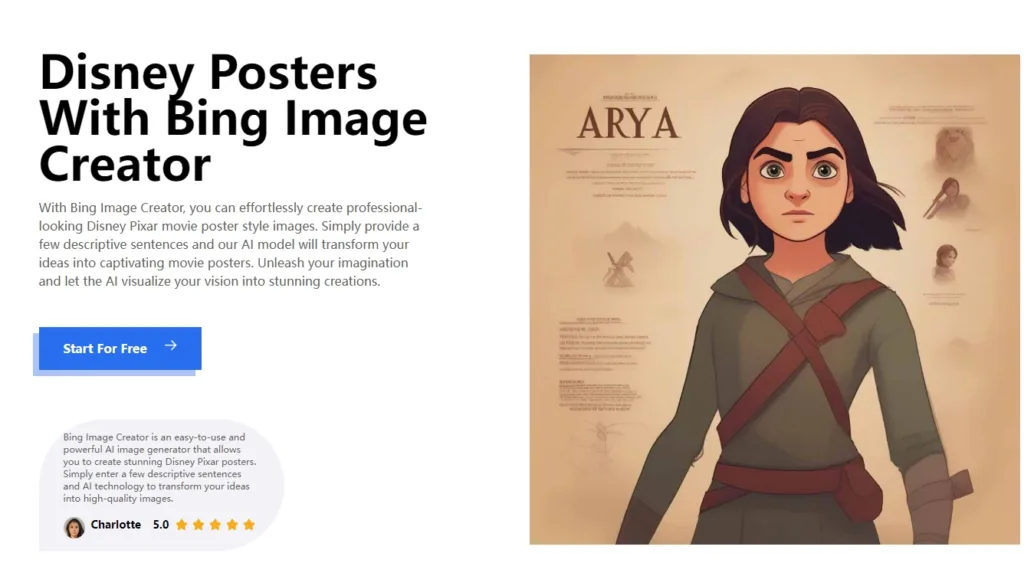 Bing Image Creator - Easily create professional Disney Pixar-style posters with Bing Image Creator from simple descriptions.