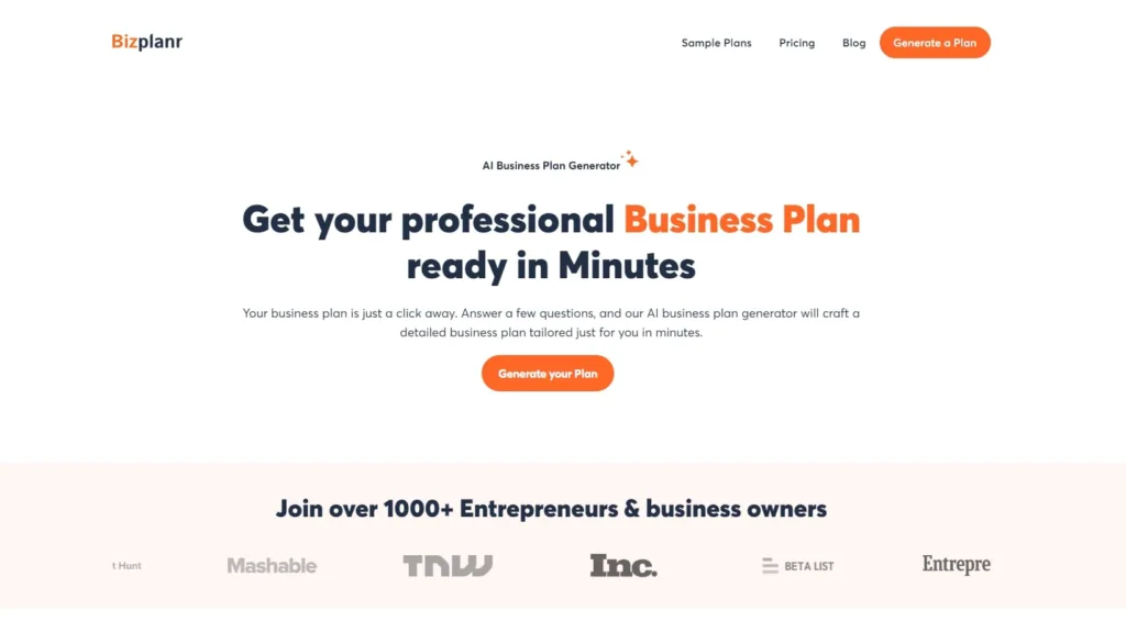 Bizplanr - Bizplanr.ai is an automated AI-powered business plan generator that helps entrepreneurs streamline the creation of detailed