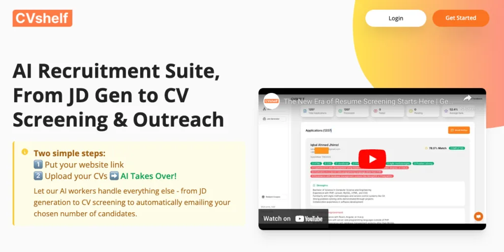 CV shelf - Sort thousands of CVs effortlessly and find ideal candidates with AI-powered precision.