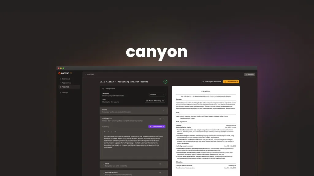 Canyon - Apply