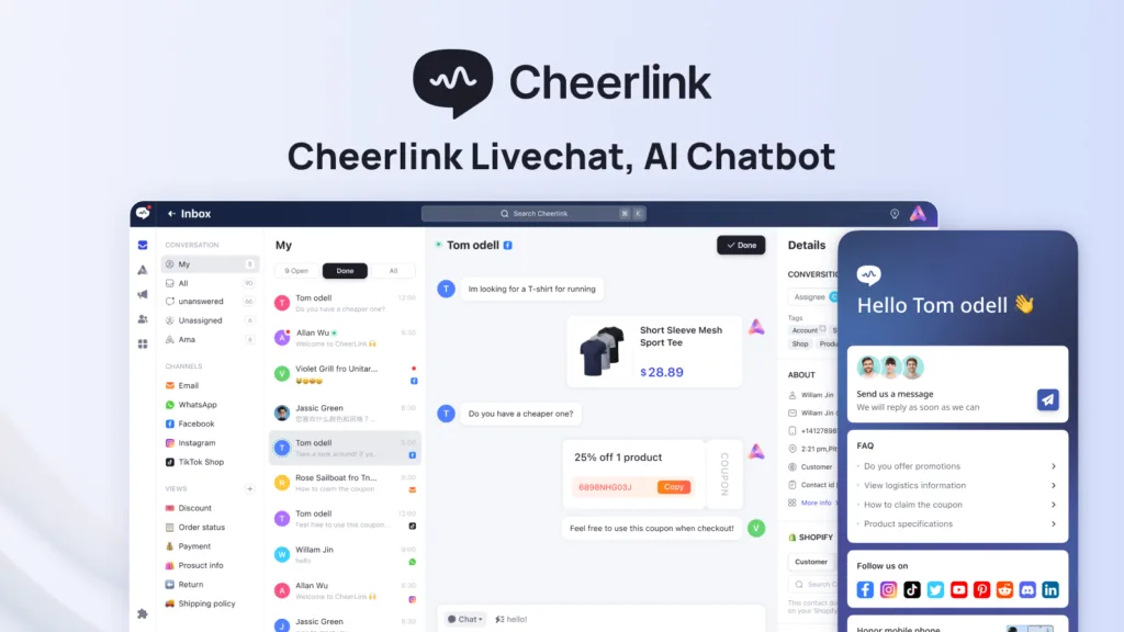 Cheerlink - AI customer service chatbot that solves 90% of customer questions without human intervention.