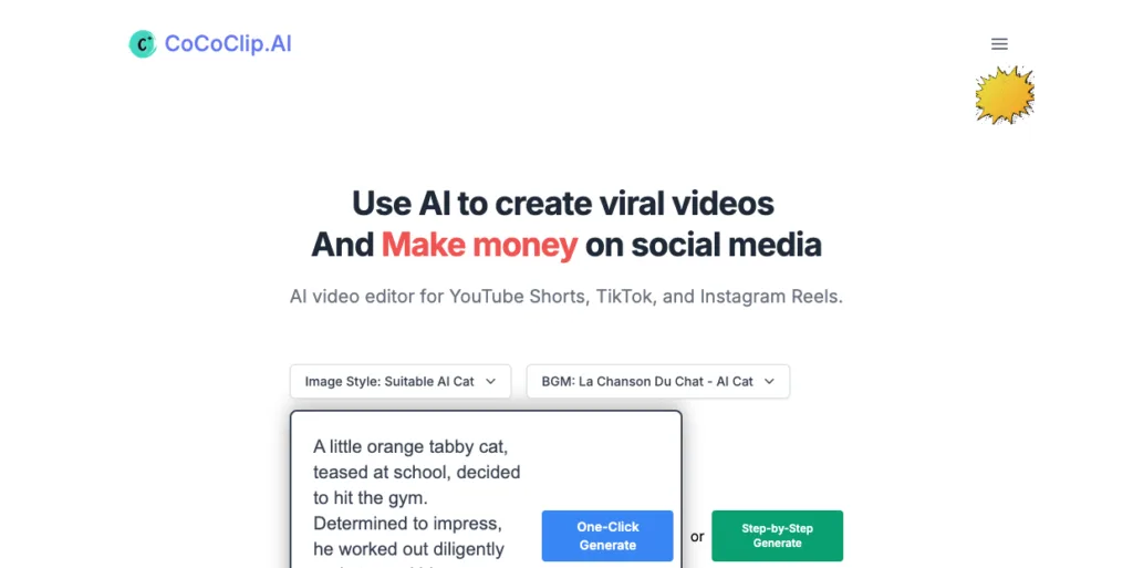 Cococlip.AI - CoCoClip.AI: Use our AI video editor to create viral videos from text to video and make money on social media.