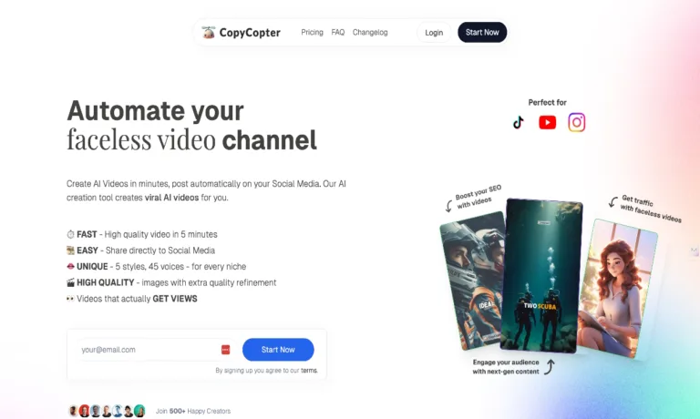 Copycopter.ai - CopyCopter is an AI-powered tool that automates the creation of faceless videos