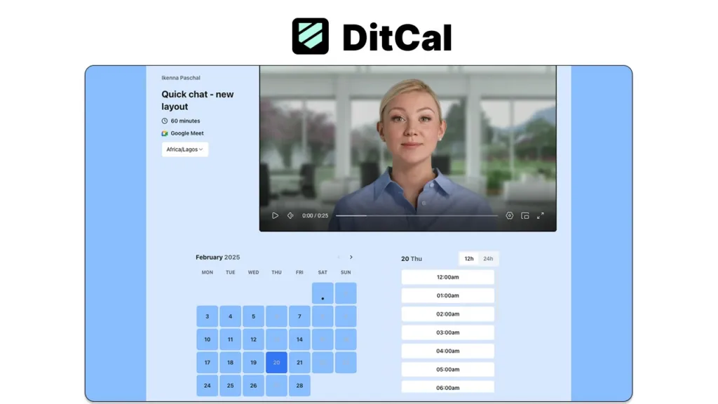 DitCal - Beautiful Calendly alternative with video introduction