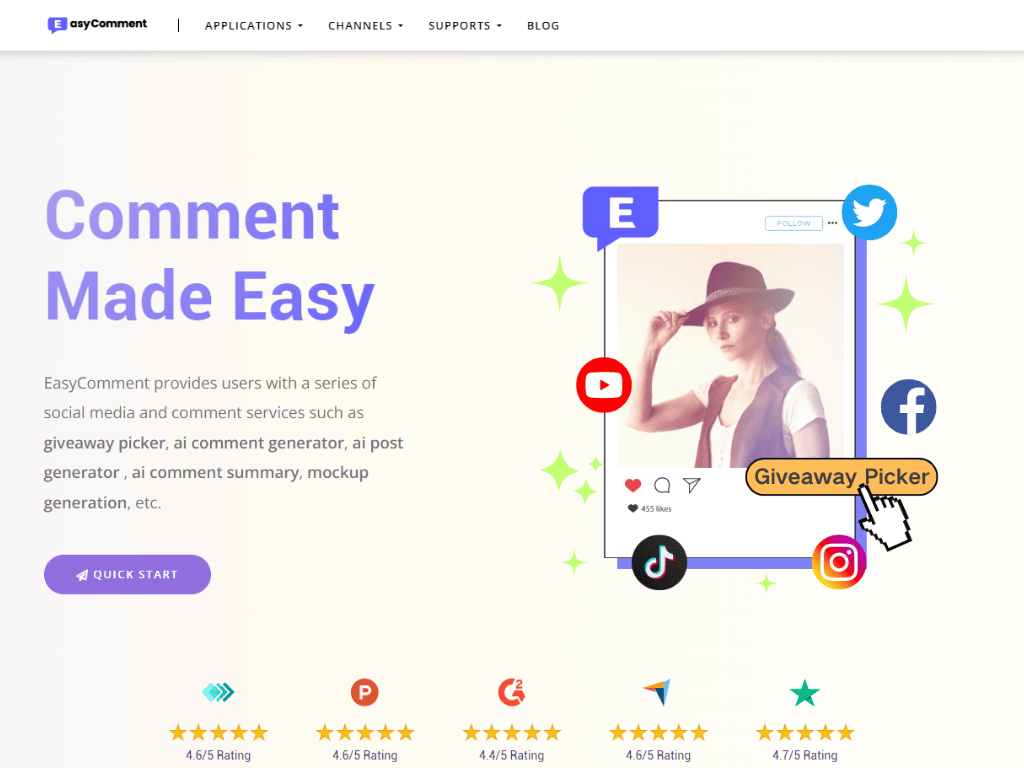 EasyComment.ai - EasyComment provides users with a series of social media and comment services such as giveaway picker