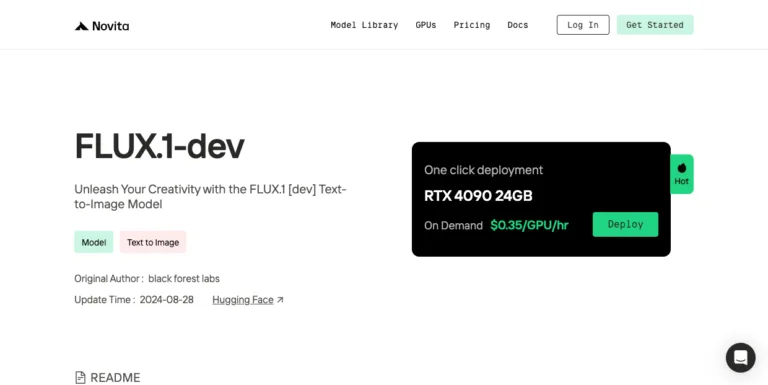 FLUX.1 [dev] on Novita AI - The FLUX.1 [dev] service on Novita AI is available for users to transform text into visuals at a cost-effective rate. Users can access GPU resources on-demand