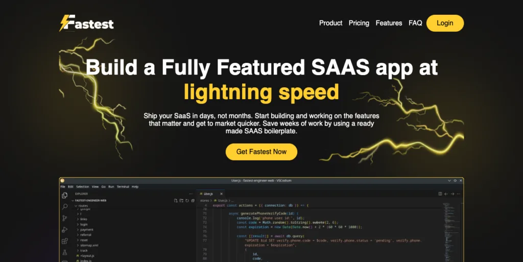 FastestEngineer - Build a Fully Featured SAAS app at lightning speed. Ship your SaaS in days