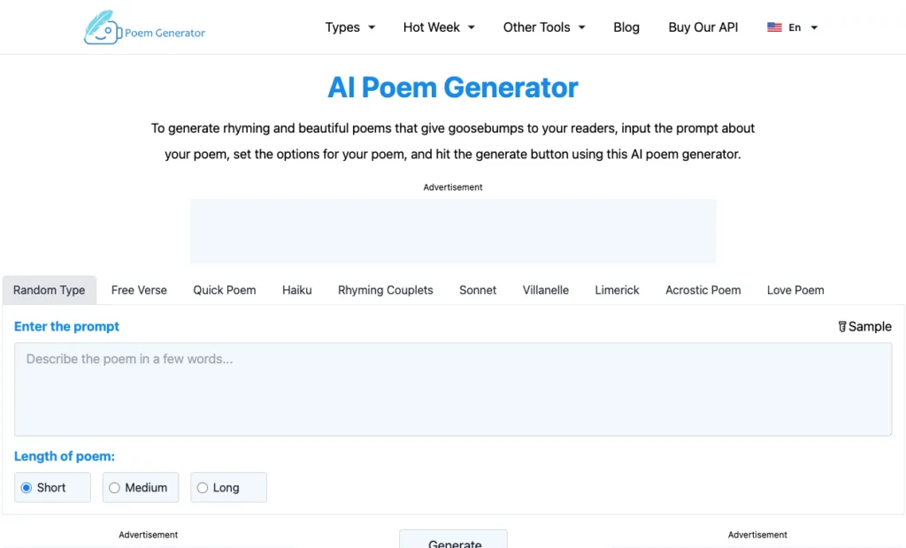 Free AI Poem Maker Online - Writing a poem that perfectly expresses the poet's emotions to his readers takes work. It becomes frustrating when a creative block and complexity overwhelm the writer.