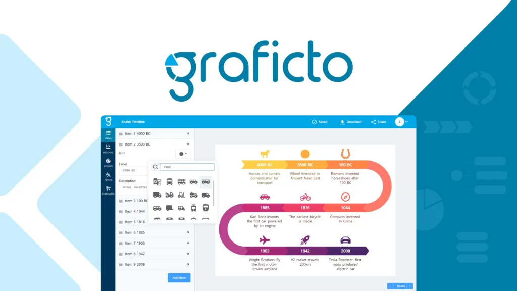 Graficto - Create powerful smart infographics and visuals without any design skills.