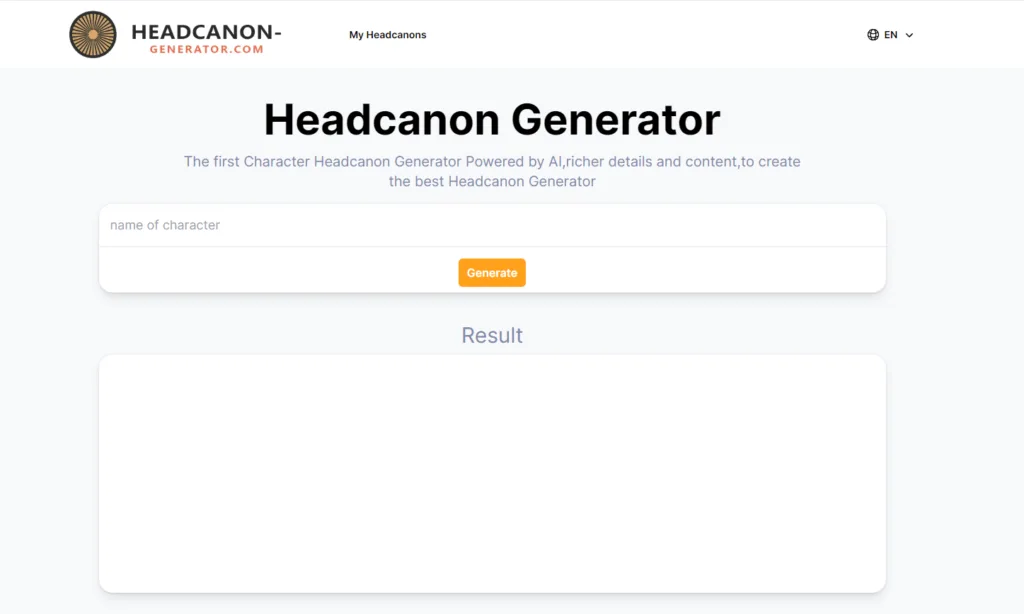Headcanon Generator - Headcanon Generator is a character headcanon generator. It is generated with AI interface
