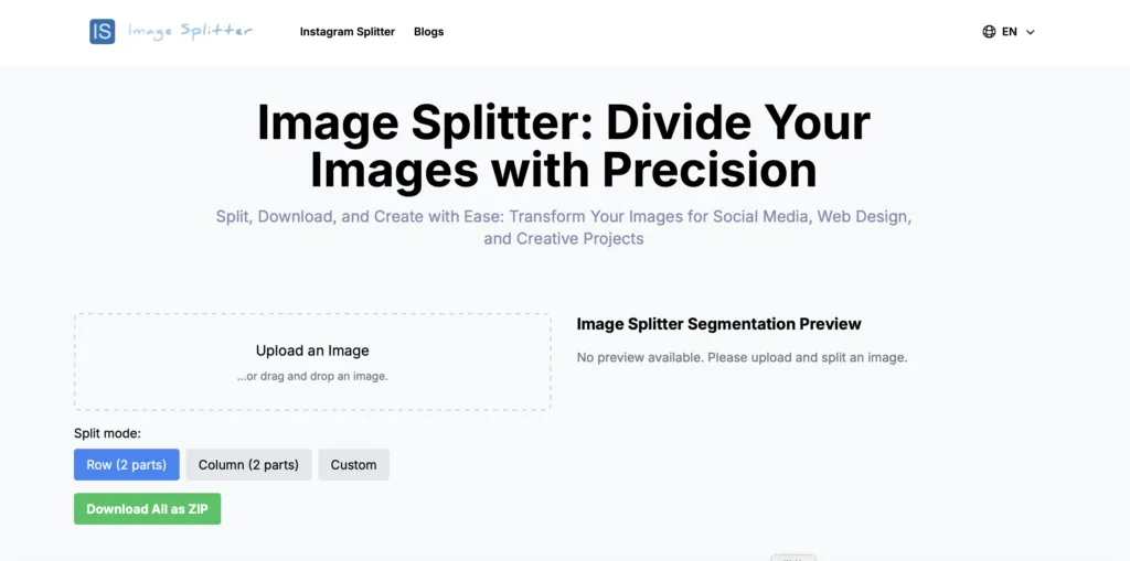 Image Splitter - Easily split large images online into smaller parts for social media