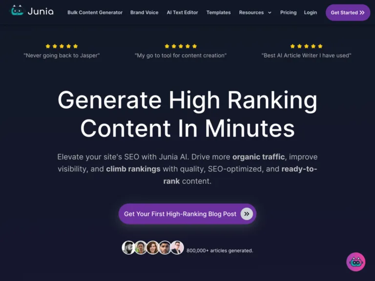 Junia AI - Elevate your site's SEO with Junia AI. Drive more organic traffic