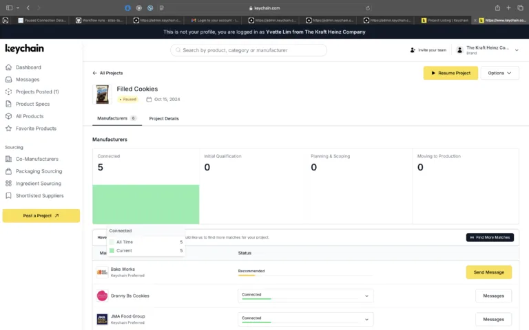 Keychain - Keychain is a smart platform that connects brands with the right manufacturers in the food