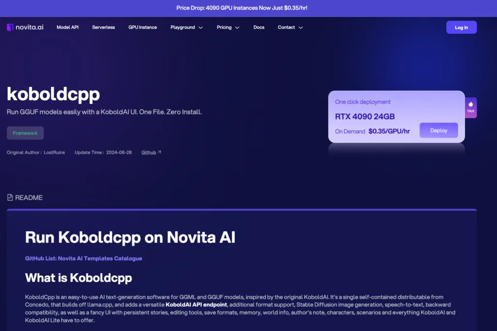 Koboldcpp on Novita AI - Koboldcpp is an accessible