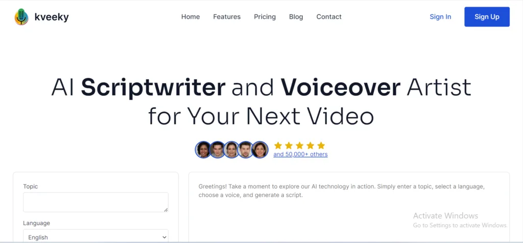 Kveeky - Kveeky is your all-in-one AI Scriptwriter and Voiceover Artist
